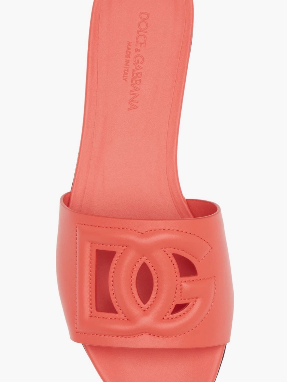Dolce & Gabbana Coral Leather Logo Slide